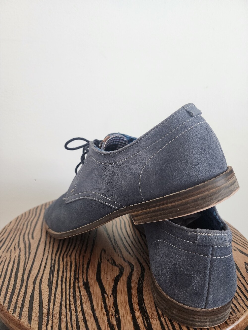 Navy Blue Suede Derby Oxfords Shoes Men’s 12 Preppy Business Casual Ben Sherman - Picture 5 of 12